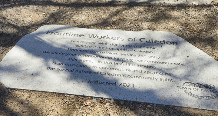 Frontline Workers of Caledon stone on the Caledon Walk of Fame