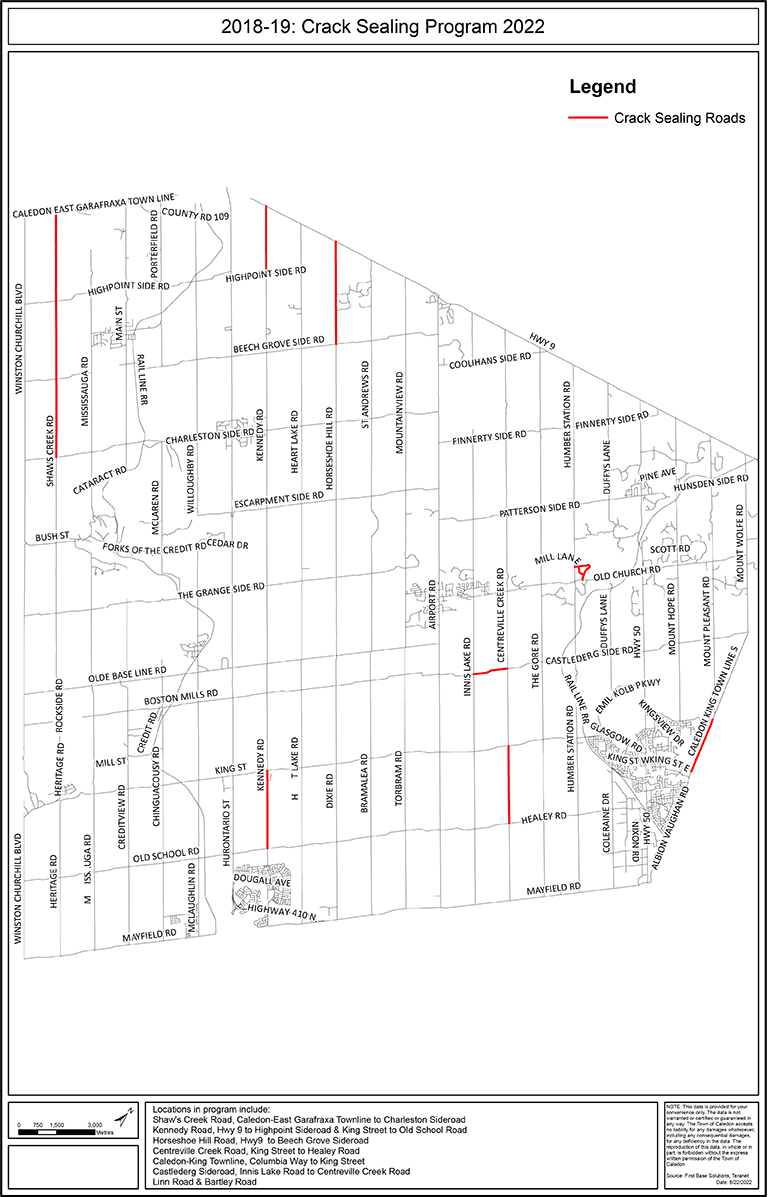 Crack Sealing Program 2022 - location map