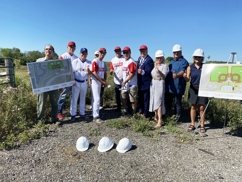 Group photo from new baseball diamond groundbreaking in Bolton