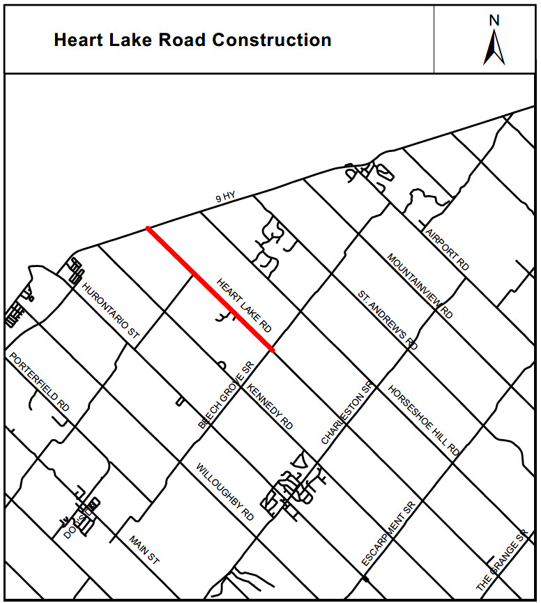 Map of Heart Lake road repairs