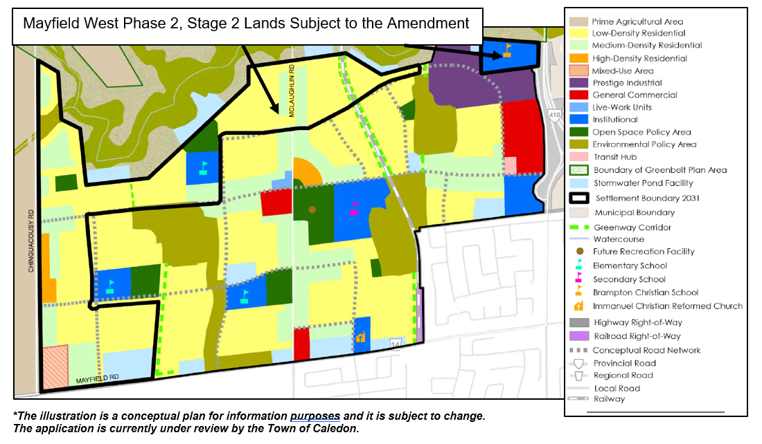 Mayfield West Phase 2 Stage 2 Lands Subject to Amendment