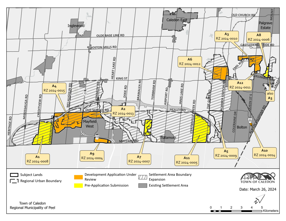 map of the 12 rezoning development applications