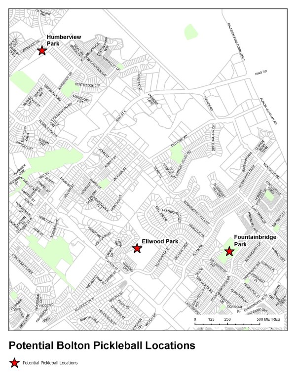 Potential Pickleball Facility locations in Bolton