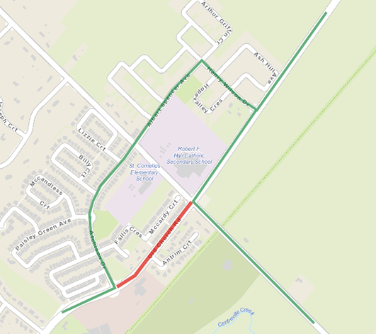 Remembrance Day Service Road Closure Map - Caledon East 2023