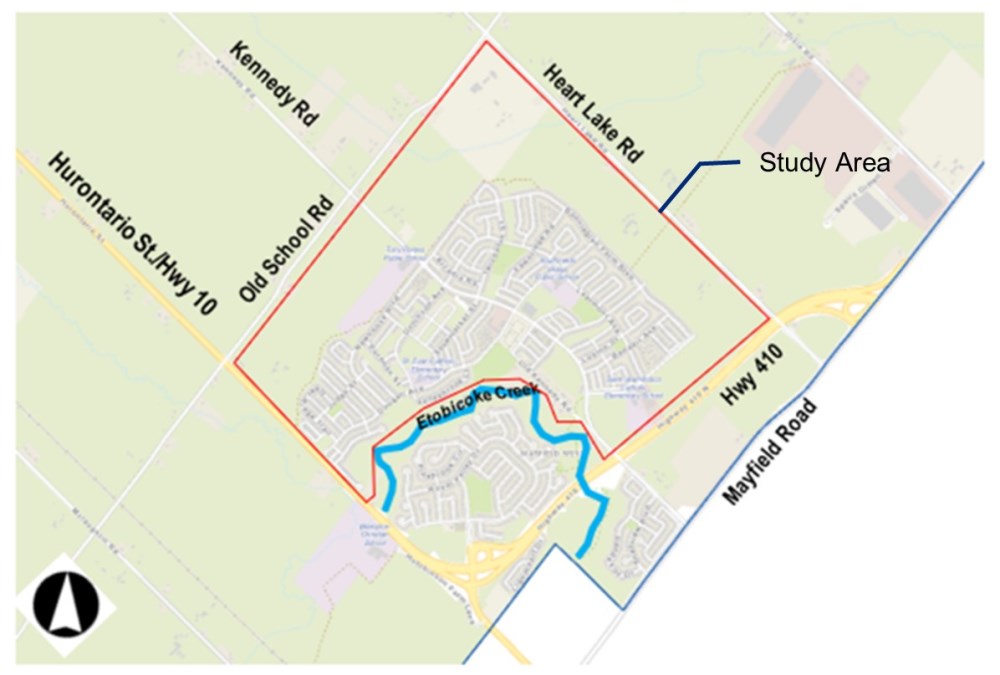 study area map for southfields village parking study