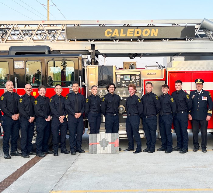 The 11 new volunteer firefighters with Fire Chief Dave Forfar