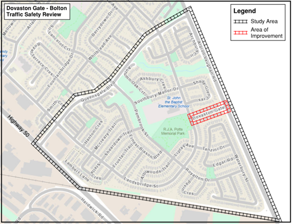 aerial of dovaston gate traffic study area