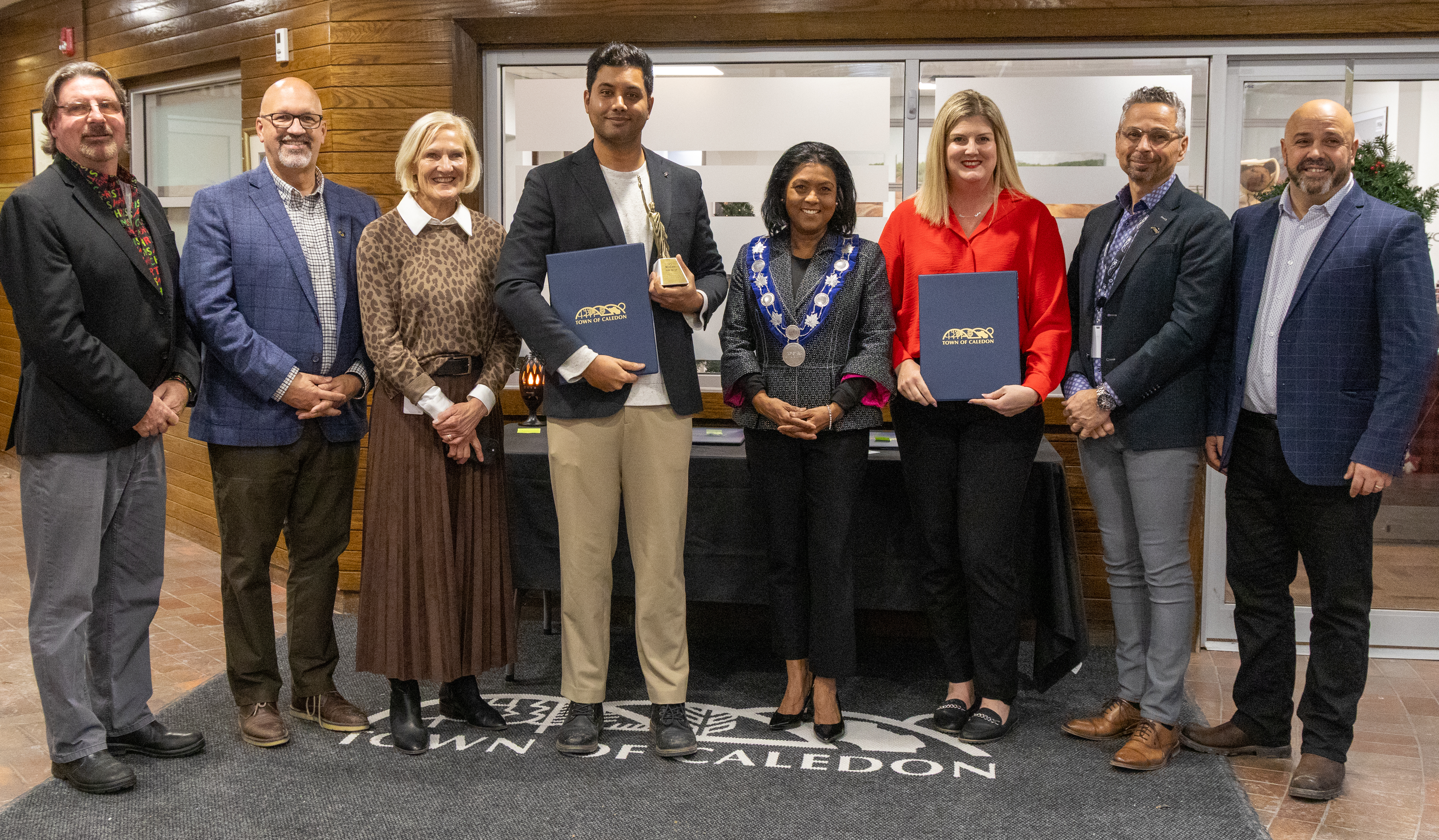 Town staff celebrate Gold MarCom Awards with Mayor Groves and Members of Council.