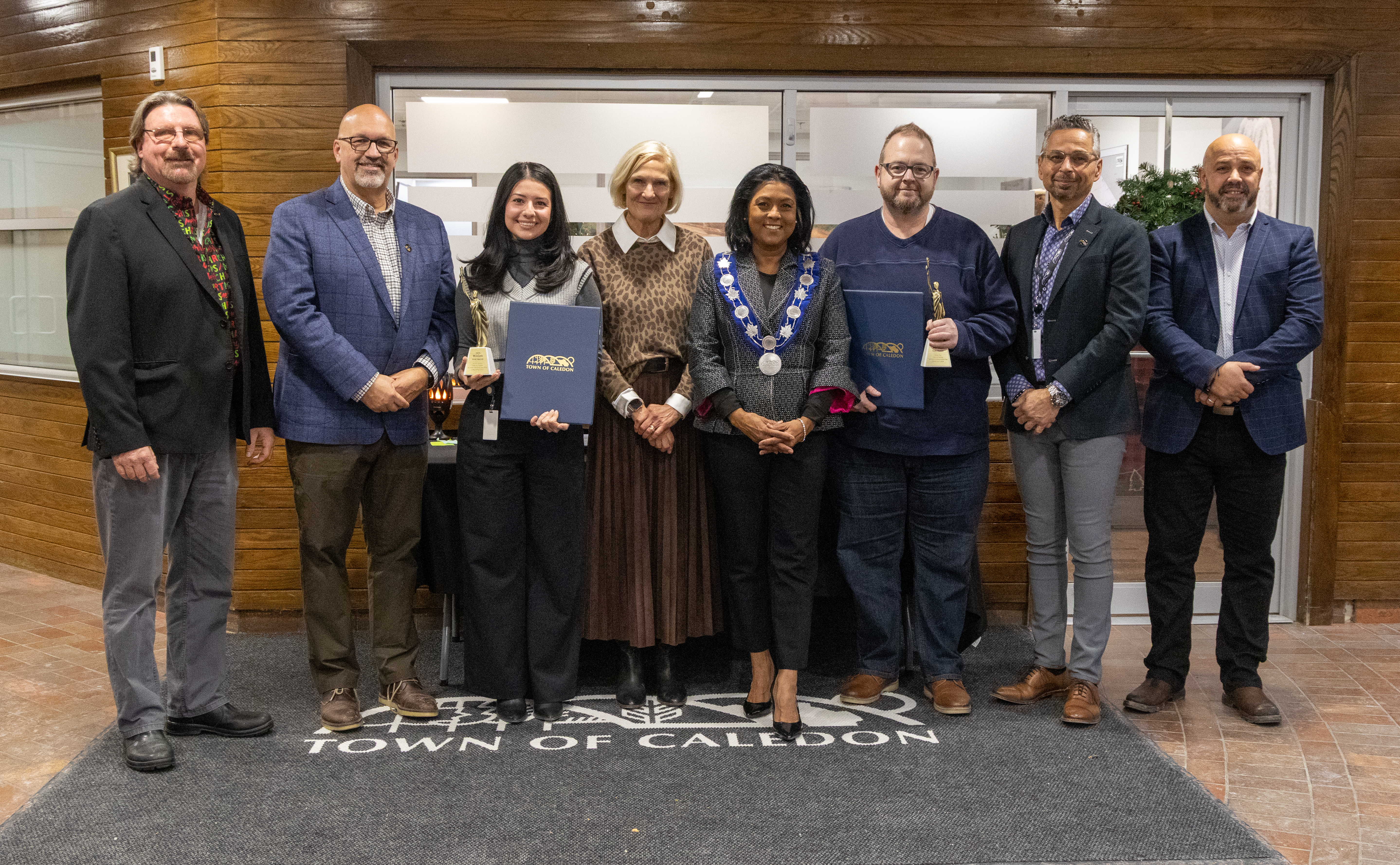 Town staff celebrate Gold MarCom Awards with Mayor Groves and Members of Council.