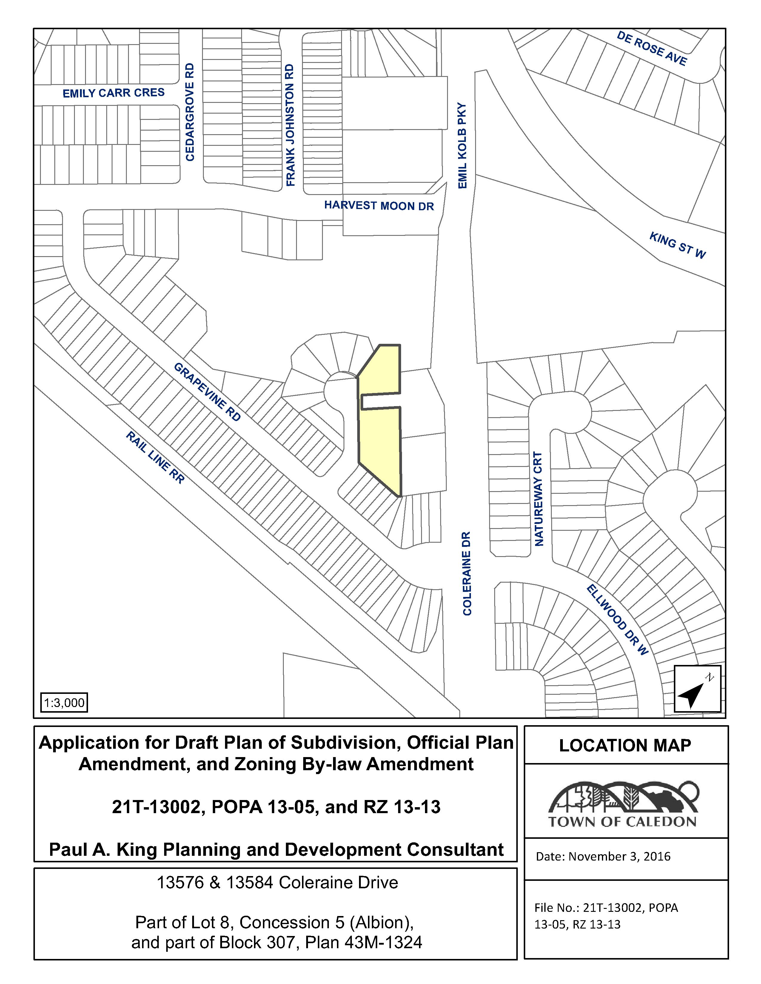 Map of Subject Property at 13576 and 13584 Coleraine Drive