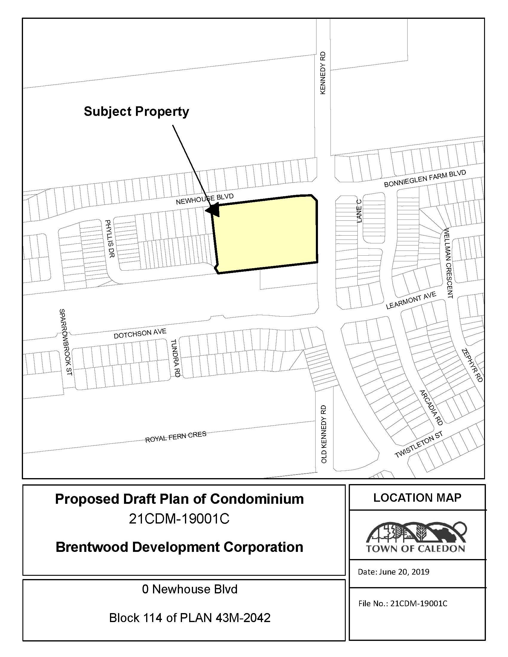 Map of Subject Property for 21 to 25 Dawn Lane, 2 to 21 Glasson Lane, 2 to 23 Cosbury Lane, 1 to 19 Dawn Lane