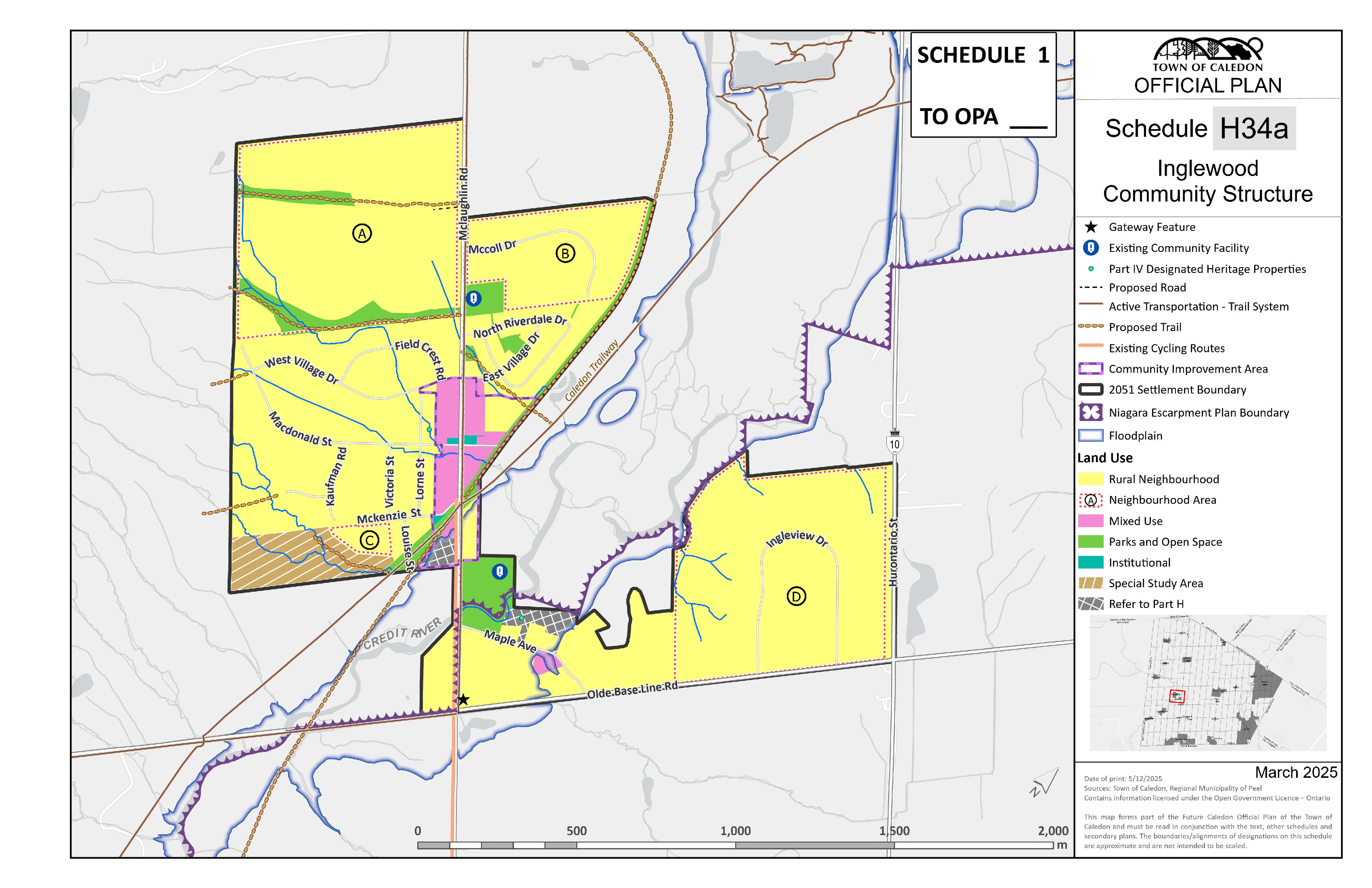 Subject Lands for File # POPA 2025-0009 – Inglewood Secondary Plan