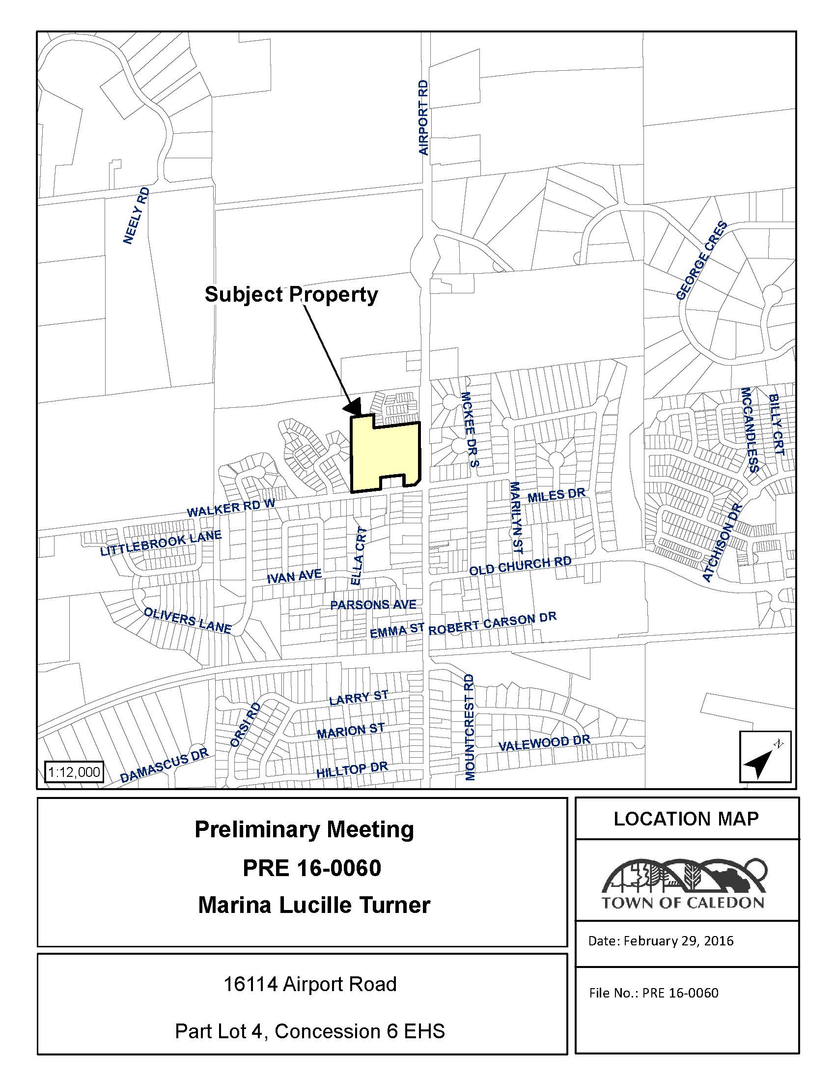 Map of Subject Property at 16114 Airport Road