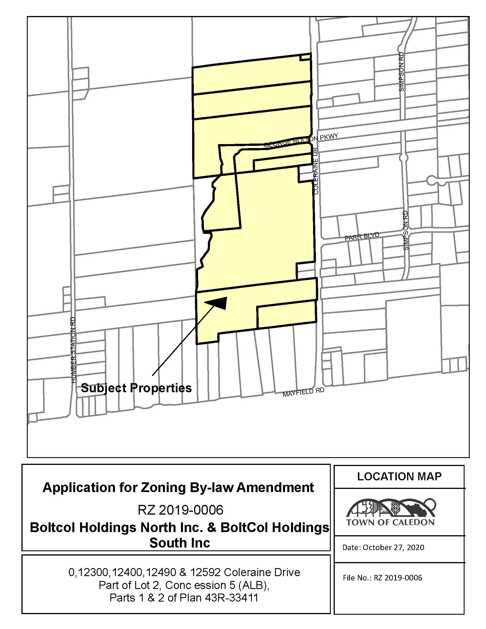 Map of Subject Property at 8400 George Bolton Parkway, 12480 and 12490 Coleraine Drive